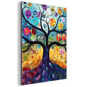 MuchoWow KOVOVÝ OBRAZ Umenie - Strom života - Kvety - Hippie 60x80 cm vyobraziť