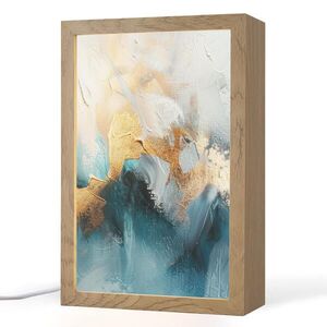 OnlyWow STOLNÁ LAMPA Abstraktné - umenie - zlaté - modré 20x30 cm vyobraziť
