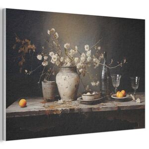 MuchoWow AKUSTICKÝ OBRAZ Zátišie - Kvety - Kytica - Váza - Víno 90x60 cm vyobraziť