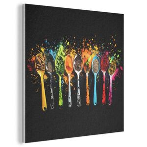 MuchoWow AKUSTICKÝ OBRAZ Lyžičky - korenie - moderné - graffiti - farba - farebné 80x80 cm vyobraziť