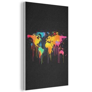 MuchoWow AKUSTICKÝ OBRAZ Mapa sveta - Farby - Farebné - Graffiti - Svet 60x90 cm vyobraziť