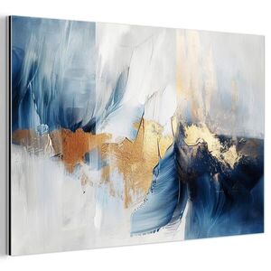 MuchoWow KOVOVÝ OBRAZ Zlatá - modrá - akvarel - umenie - moderné 30x20 cm vyobraziť