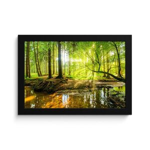 MuchoWow ZARÁMOVANÝ PLAGÁT Les - Krajina - Voda - Stromy - Slnko - Zelená - Príroda 30x20 cm vyobraziť