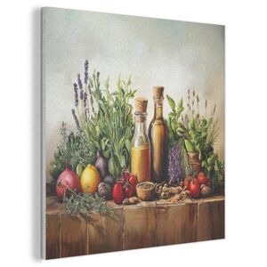 MuchoWow AKUSTICKÝ OBRAZ Zátišie - Bylinky - Korenie - Ovocie - Farebné 80x80 cm vyobraziť