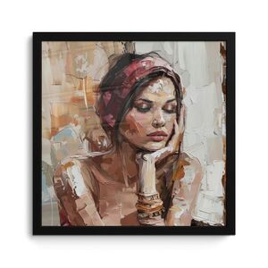 MuchoWow ZARÁMOVANÝ PLAGÁT Žena - vzhľad maľby - portrét - moderný 40x40 cm vyobraziť