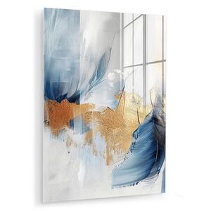 MuchoWow OBRAZ NA AKRYLOVOM SKLE Zlatá - modrá - akvarel - umenie - moderné 60x80 cm vyobraziť