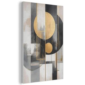 MuchoWow AKUSTICKÝ OBRAZ Abstraktné - Zlato - Striebro - Tvary - Estetické - Moderné 60x90 cm vyobraziť