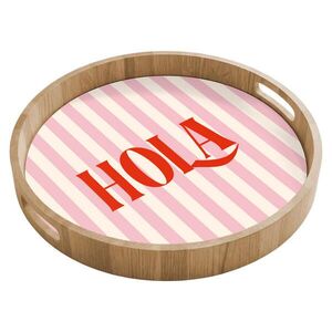 OnlyWow PODNOS Hola - Citát - Pruhy - Pastelová - Ružová - Červená - Biela 40x40 cm vyobraziť
