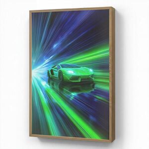 OnlyWow NÁSTENNÉ SVIETIDLO Rýchlosť - Ľahké - Športové auto - Zelené 60x90 cm vyobraziť