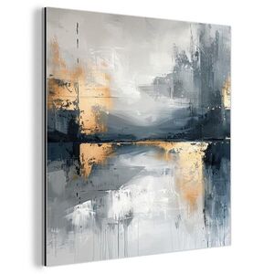 MuchoWow KOVOVÝ OBRAZ Umenie - sivé - zlaté - abstraktné 50x50 cm vyobraziť