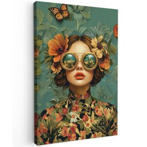 MuchoWow OBRAZ NA PLÁTNE Žena - Kvety - Motýle - Príroda - Vintage 40x60 cm vyobraziť