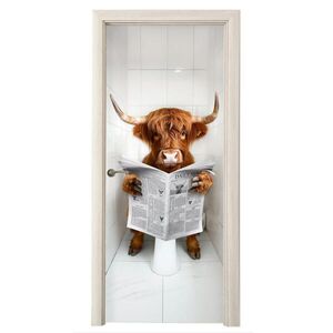 MuchoWow NÁLEPKA NA DVERE Scottish Highlander - Noviny - WC - Zviera 80x215 cm vyobraziť
