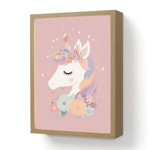 OnlyWow NÁSTENNÉ SVIETIDLO Jednorožec - Ružová - Kvety 30x40 cm vyobraziť