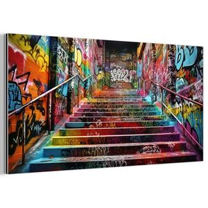 MuchoWow KOVOVÝ OBRAZ Schody - Graffiti - Farby - Umenie 80x40 cm vyobraziť