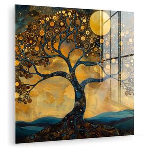 MuchoWow OBRAZ NA AKRYLOVOM SKLE Strom - Mesiac - Kvety - Zlato - Umenie 50x50 cm vyobraziť