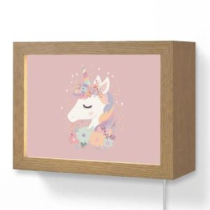 OnlyWow NÁSTENNÉ SVIETIDLO Jednorožec - Ružová - Kvety 20x15 cm vyobraziť
