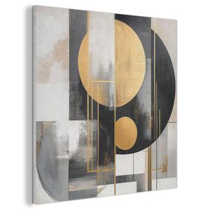MuchoWow AKUSTICKÝ OBRAZ Abstraktné - Zlato - Striebro - Tvary - Estetické - Moderné 80x80 cm vyobraziť