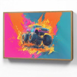 OnlyWow NÁSTENNÉ SVIETIDLO Monster truck - Abstraktné - Striekajúca farba - Farebné 100x70 cm vyobraziť