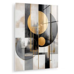 MuchoWow OBRAZ NA AKRYLOVOM SKLE Abstraktné - Zlato - Striebro - Tvary - Estetické - Moderné 60x80 cm vyobraziť