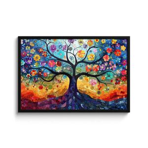 MuchoWow ZARÁMOVANÝ PLAGÁT Umenie - Strom života - Kvety - Hippie 90x60 cm vyobraziť