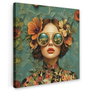 MuchoWow OBRAZ NA PLÁTNE Žena - Kvety - Motýle - Príroda - Vintage 20x20 cm vyobraziť
