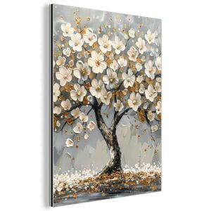 MuchoWow KOVOVÝ OBRAZ Strom - Kvety - Biela - Príroda - Umenie 30x40 cm vyobraziť