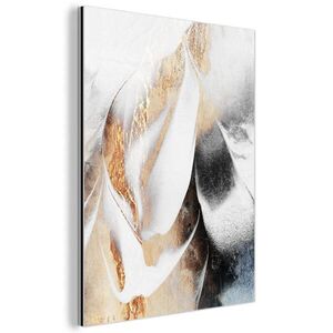 MuchoWow KOVOVÝ OBRAZ Luxusné - abstraktné - zlaté - biele 30x40 cm vyobraziť
