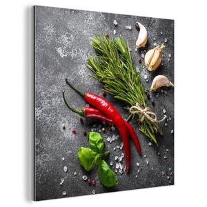 MuchoWow KOVOVÝ OBRAZ Korenie - bylinky - korenie - betón 20x20 cm vyobraziť