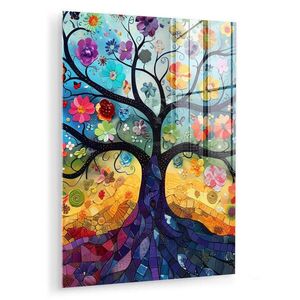 MuchoWow OBRAZ NA AKRYLOVOM SKLE Umenie - Strom života - Kvety - Hippie 60x80 cm vyobraziť