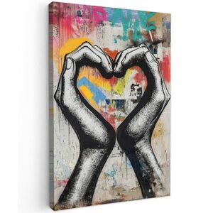 MuchoWow OBRAZ NA PLÁTNE Ruky - Srdce - Street art - Graffiti 60x90 cm vyobraziť