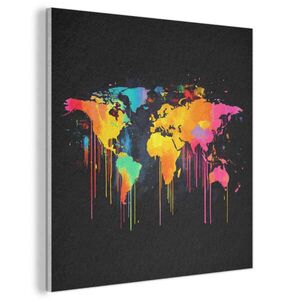 MuchoWow AKUSTICKÝ OBRAZ Mapa sveta - Farby - Farebné - Graffiti - Svet 80x80 cm vyobraziť