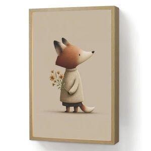 OnlyWow NÁSTENNÉ SVIETIDLO Líška - Žlté kvety - Minimalistický 40x60 cm vyobraziť