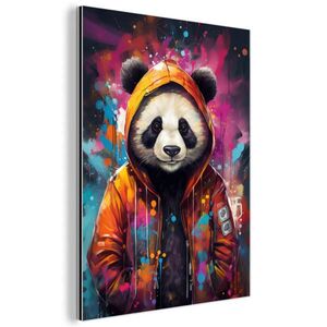 MuchoWow KOVOVÝ OBRAZ Panda - Bunda - Graffiti - oranžová 30x40 cm vyobraziť