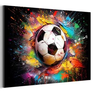 MuchoWow KOVOVÝ OBRAZ Futbal - Farba - Farby - Čierna - Biela 30x20 cm vyobraziť