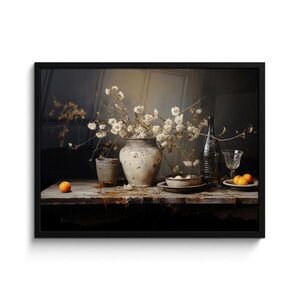 MuchoWow ZARÁMOVANÝ PLAGÁT Zátišie - Kvety - Kytica - Váza - Víno 80x60 cm vyobraziť