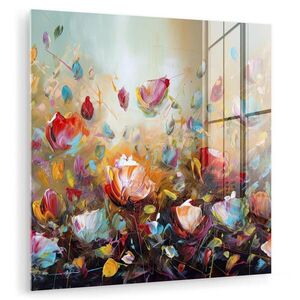 MuchoWow OBRAZ NA AKRYLOVOM SKLE Kvety - Umenie - Príroda - Olejomaľba 50x50 cm vyobraziť