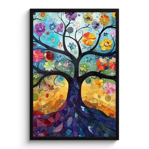 MuchoWow ZARÁMOVANÝ PLAGÁT Umenie - Strom života - Kvety - Hippie 60x90 cm vyobraziť