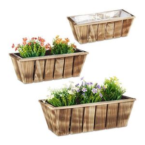 Relaxdays TRUHLÍK Hnedý drevený 3-dielny-set s fóliou 46 cm vyobraziť