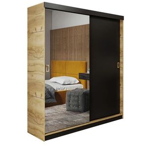 Kier Furniture SKRIŇA S POSUVNÝMI DVERAMI RETRO 1 138 - Dub Craft Gold + Čierna 138x205x59 cm vyobraziť