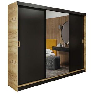 Kier Furniture SKRIŇA S POSUVNÝMI DVERAMI RETRO 1 200 - Dub Craft Gold + Čierna 200x205x59 cm vyobraziť