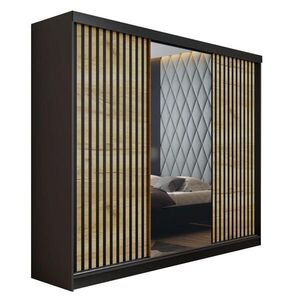 Kier Furniture SKRIŇA S POSUVNÝMI DVERAMI MALANI - Čierna + Dub Craft Gold 200x205x59 cm vyobraziť