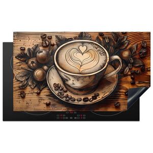 MuchoWow KRYT NA SPORÁK Káva - Vintage - hnedá - šálka - drevo 91.6x52.7 cm vyobraziť
