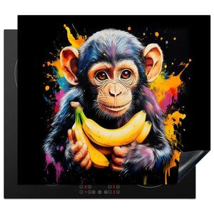 MuchoWow KRYT NA SPORÁK Opica - Graffiti - Farebné - Banány - Moderné 60x52 cm vyobraziť