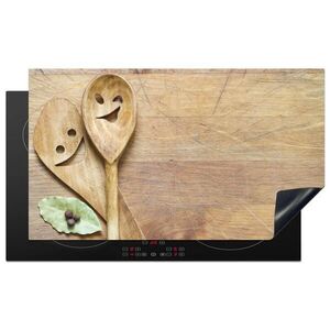 MuchoWow KRYT NA SPORÁK Drevo - lyžice - hnedé - Smiley 91.2x52 cm vyobraziť