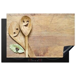 MuchoWow KRYT NA SPORÁK Drevo - lyžice - hnedé - Smiley 81.6x52.7 cm vyobraziť