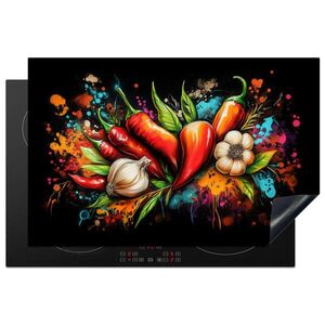 MuchoWow KRYT NA SPORÁK Zelenina - paprika - cesnak - graffiti - farba - farebné 81.2x52 cm vyobraziť
