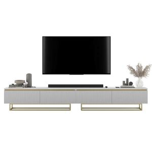 Meble Lindner TV STOLÍK sada 2 ks Selene matná biela 280 cm s kovovým rámom vyobraziť
