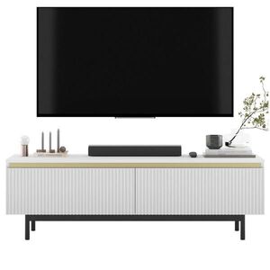 Meble Lindner TV STOLÍK Selene matná biela 140 cm s kovovým rámom vyobraziť