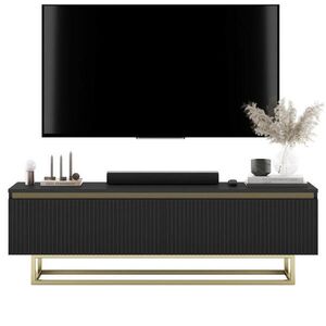 Meble Lindner TV STOLÍK Selene matná čierna 140 cm s kovovým rámom vyobraziť