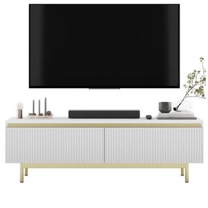 Meble Lindner TV STOLÍK Selene matná biela 140 cm s kovovým rámom vyobraziť